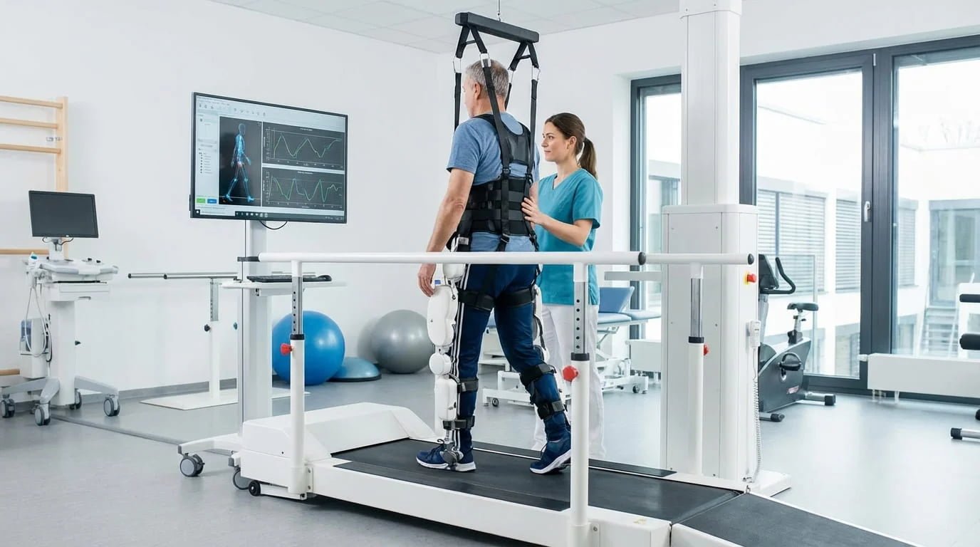 Lokomat style treadmill gait training